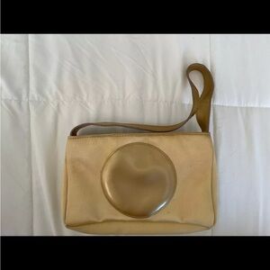 Gap y2k Gold Nylon Handbag with Patent Vinyl Circle Applique